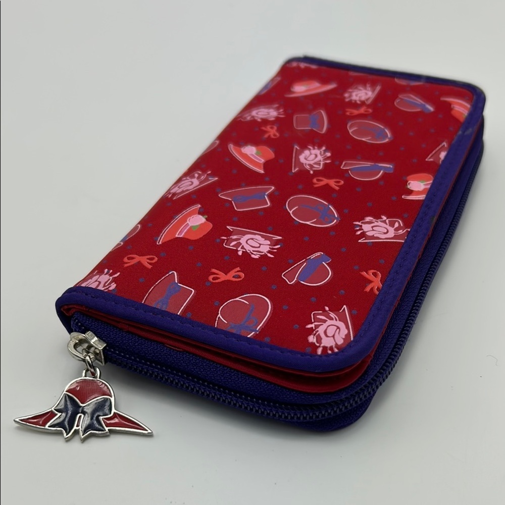 Red Hat Society Eclectic Kitschy Wallet Women's Red Blue Zipper  Maximalist New